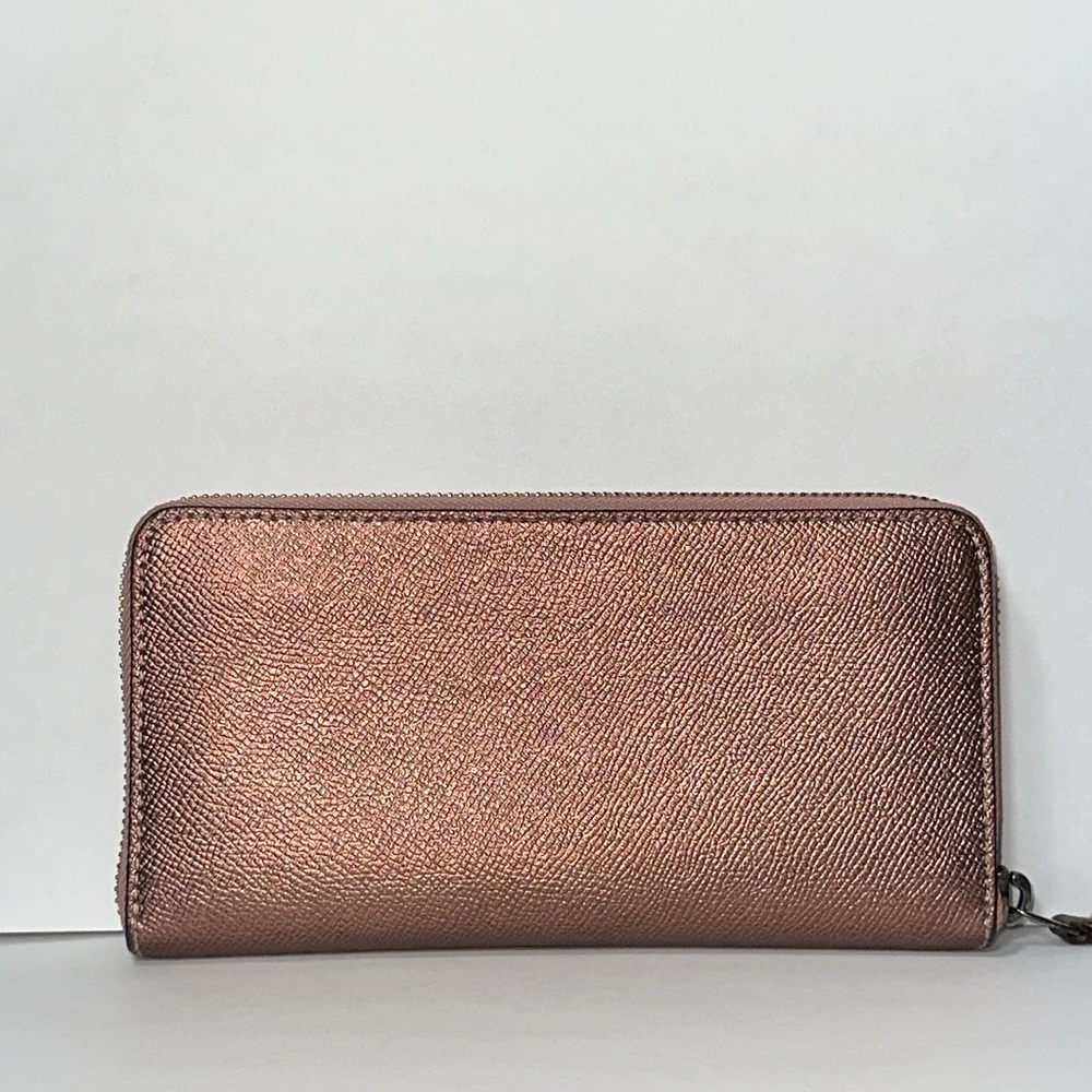 *RARE COLOR* COACH Accordion Crossgrain Leather Zip Wallet - Picture 2 of 14